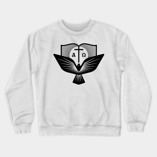 The cross of Jesus and the dove - a symbol of the Holy Spirit Crewneck Sweatshirt by Reformer